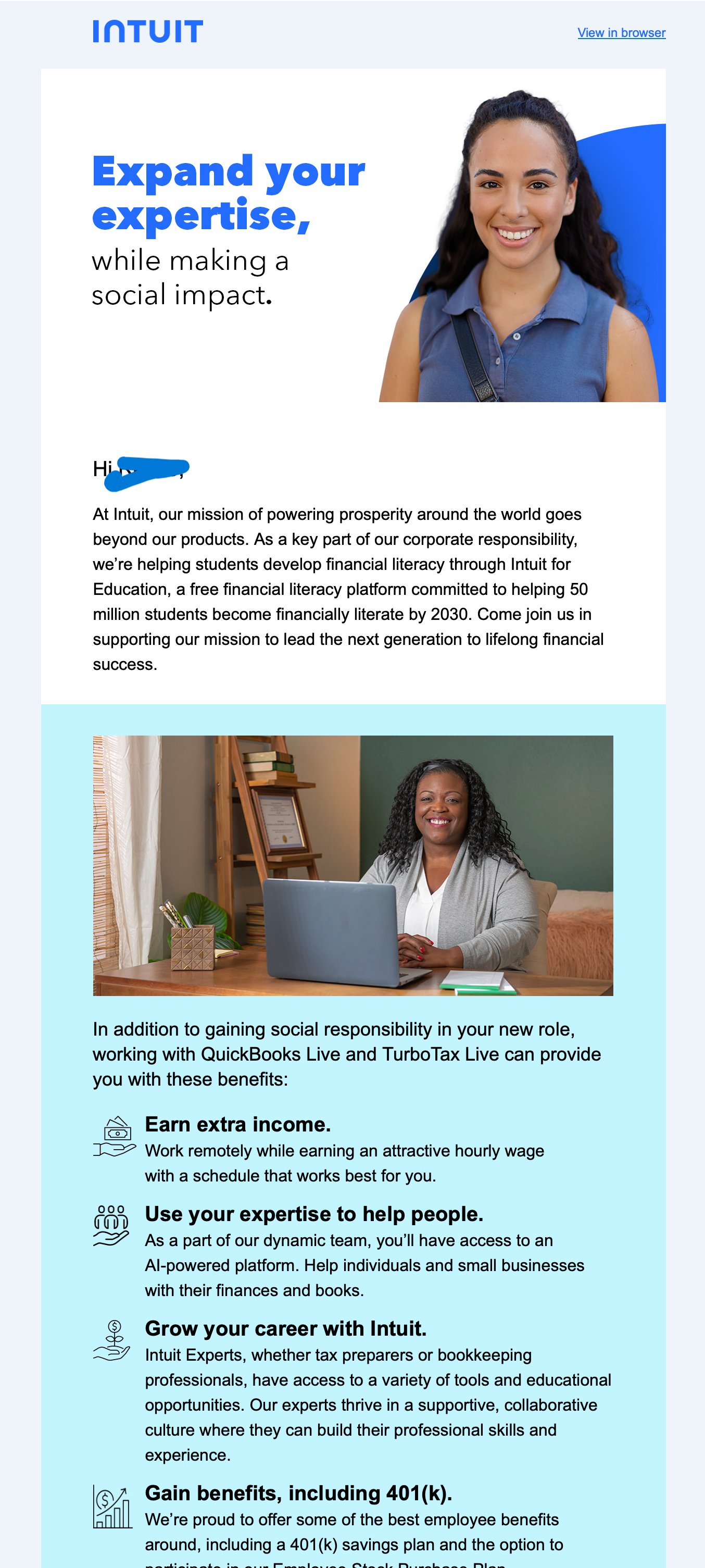 Intuit recruitment email