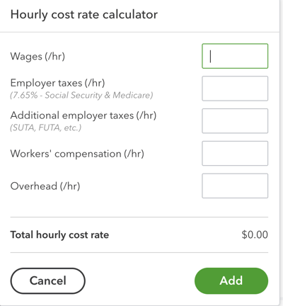 hourly cost rate calculator