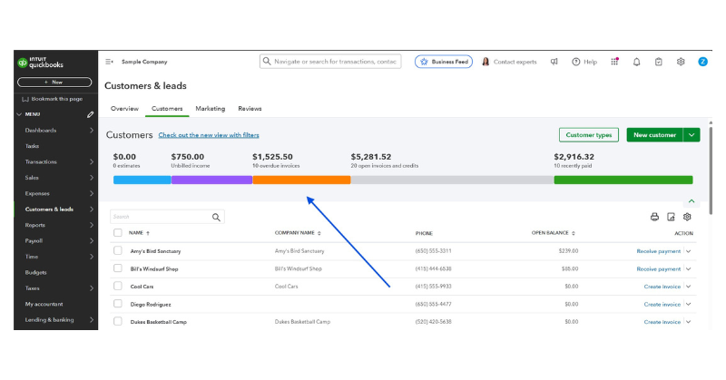 QBO money bar screen.