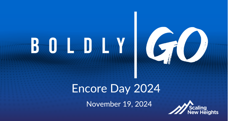 Boldly Go Encore Day 2024 November 19, 2024 on a blue background with white lettering