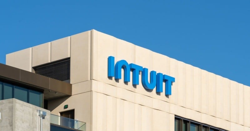 Building with blue intuit sign 