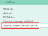 a new page is created with the title that is the same as the meeting name in Outlook